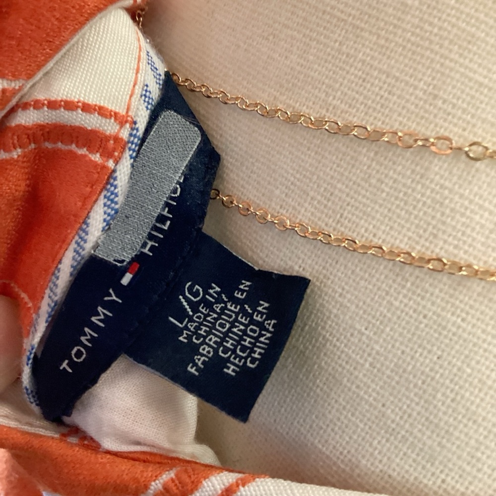 Tommy Hilfiger Orange and White Striped Midi Dress - Picture 3 of 4